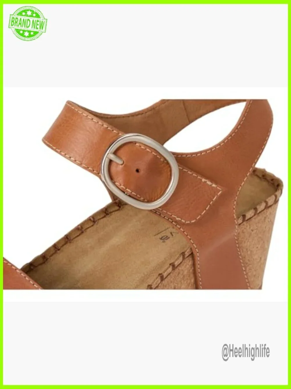 Leather Wedge Sandals with Cork Footbed, Adjustable Hook & Loop Strap